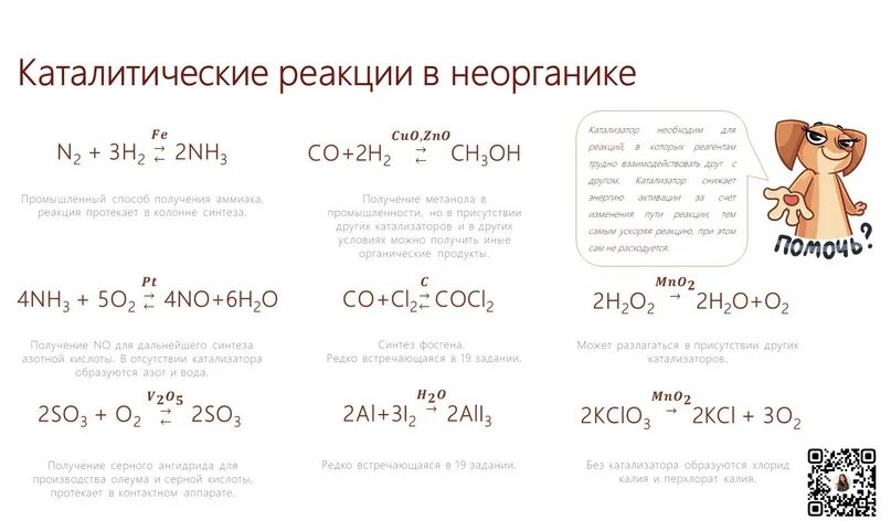 Каталитические реакции егэ