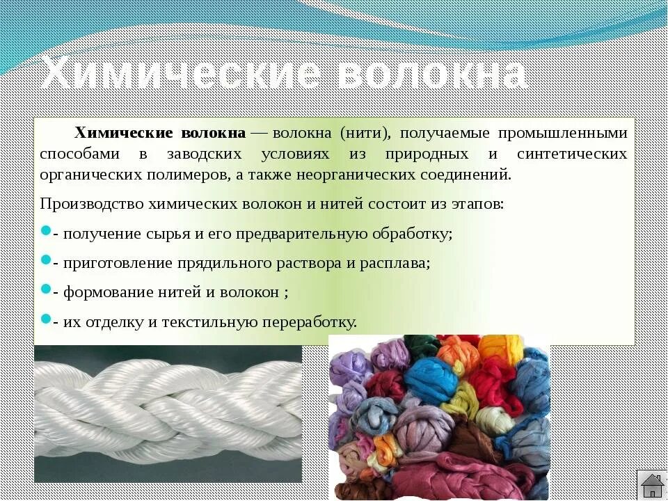 Характеристики ниток. Искусственные и синтетические материалы. Химические текстильные волокна. Ткани и материалы из химических волокон. Ткани из искусственных и синтетических волокон.