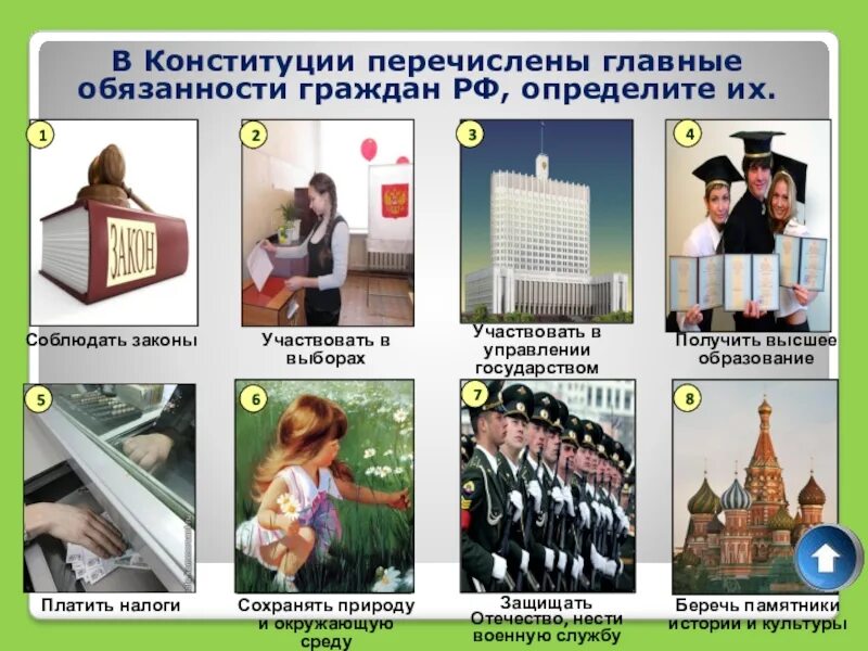 Конституции устанавливает обязанность