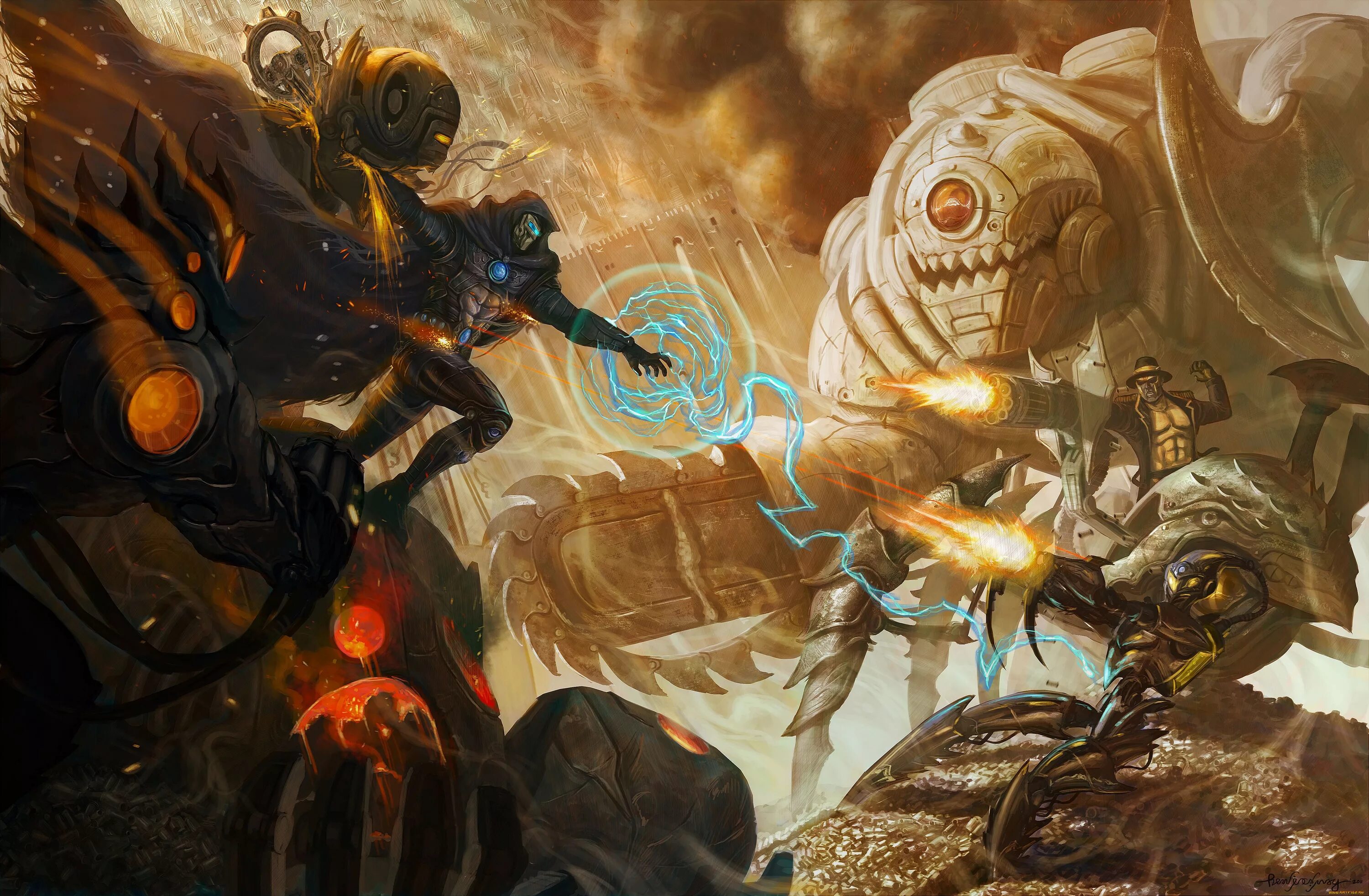 Робот против мага. Магия против техники. Магия против технологии. Magic the gathering. Фэнтези против техники.