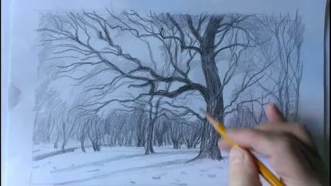 Рисование зима карандашами