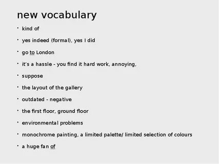 New vocabulary
