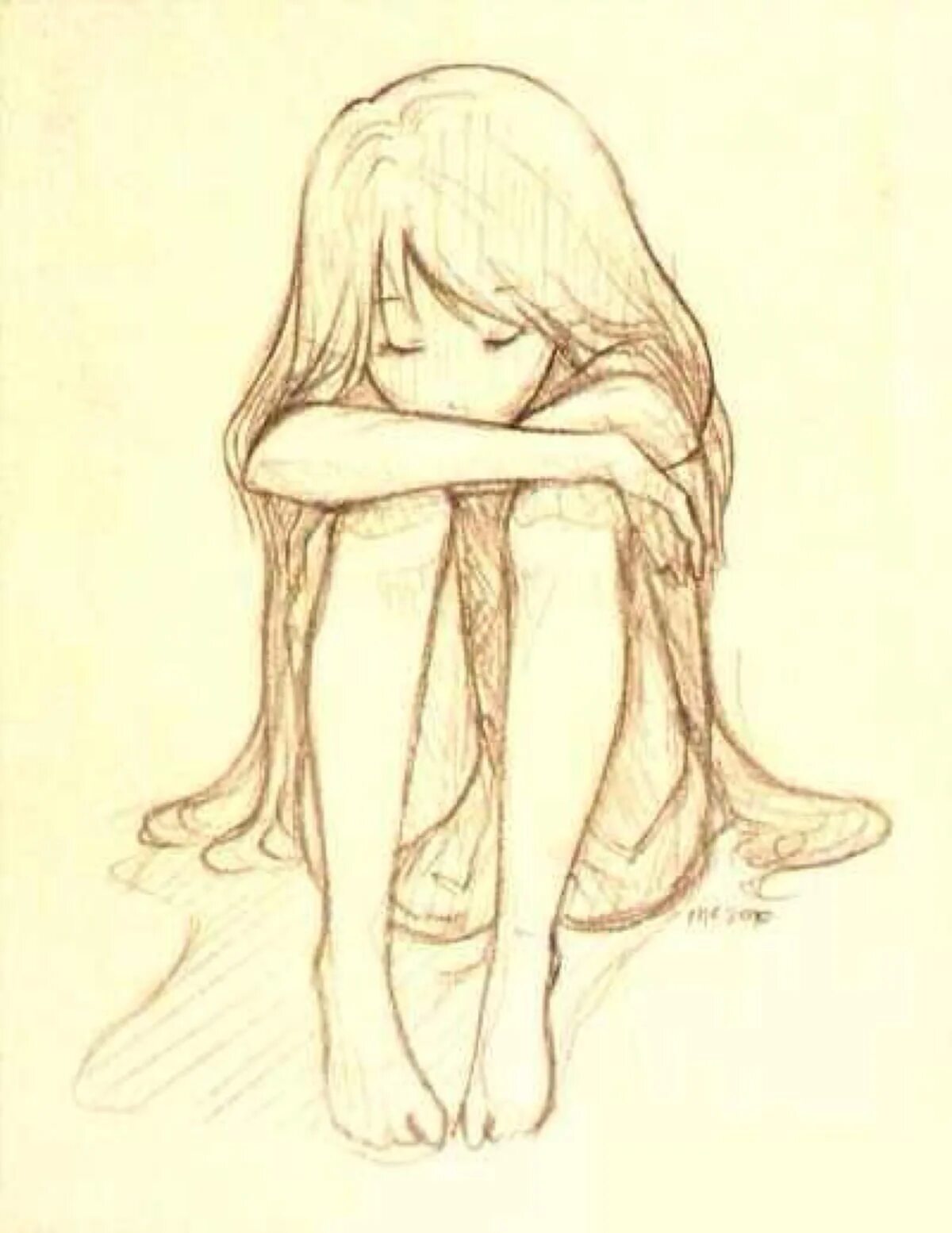 Рисунки карандашом грустные. Рисунки для срисовки грустные девушки. Девочка сидит рисунок. Грустные картинки для срисовки.