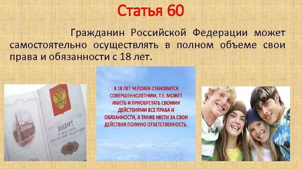 Право и обязанности человека. 60 конституции рф