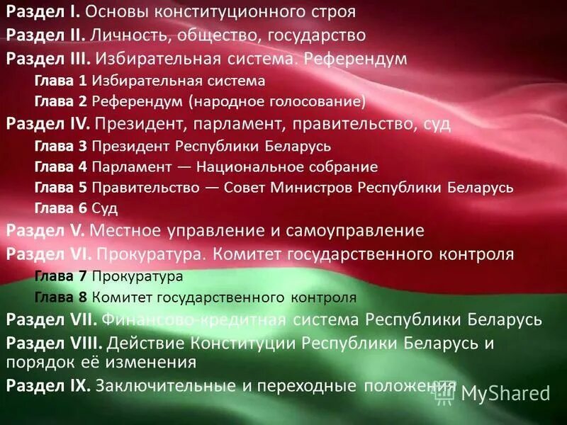 Изменения в конституции республики беларусь