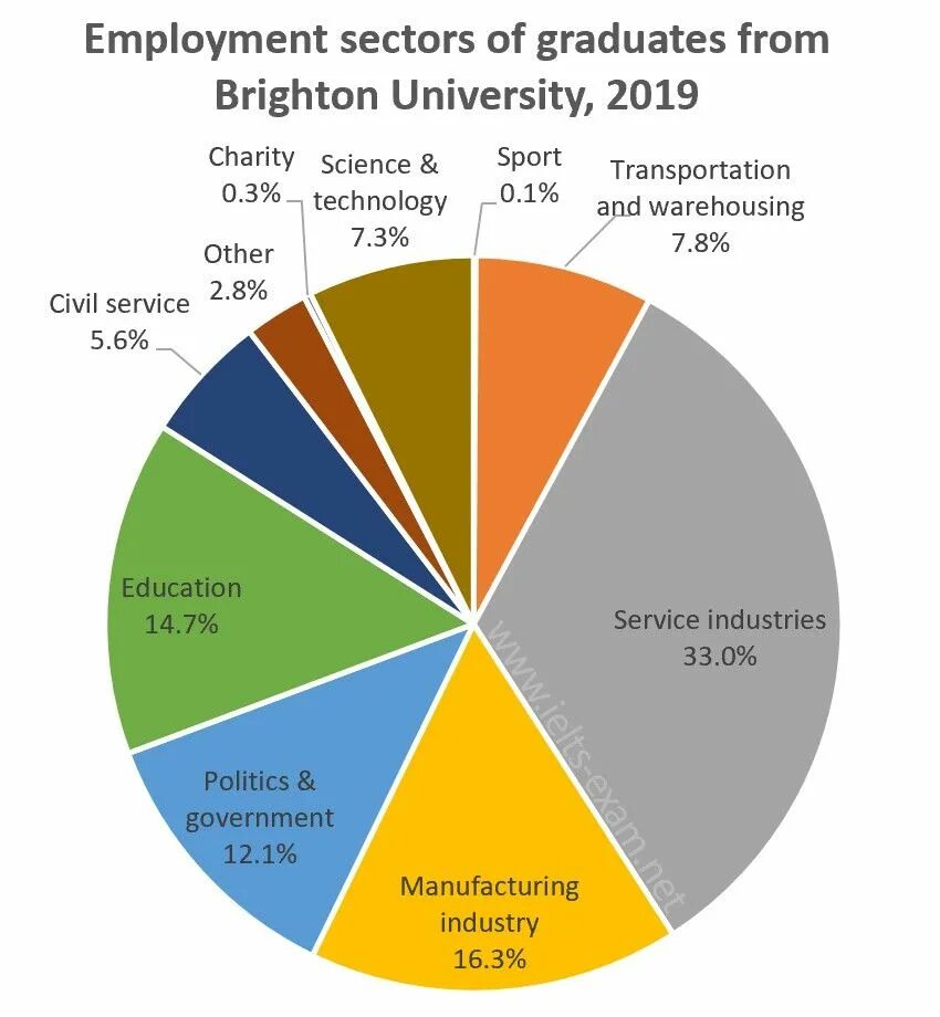 Pie chart writing. Writing task 1 pie chart. ielts writing task 1 pie chart. employment sectors. pie chart ielts.