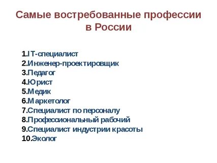 Примеры престижных профессий