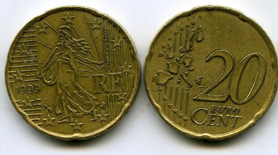 20 евроцентов в рублях. Монета 20 центов евро. 20 Евроцентов 1999. 20 Евроцентов Франция 1999. Монета 20 евроцентов 1999.