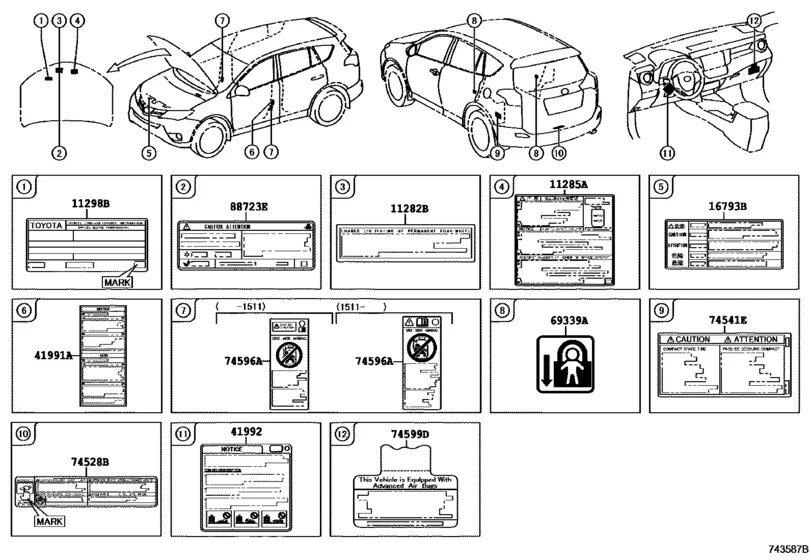 CAUTION PLATE TOYOTA RAV4 ASA4#,AVA44 (СЕВЕРНАЯ АМЕРИКА)