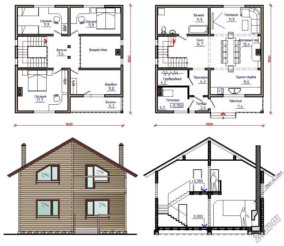 Чертежи для 2х этажного коттеджа. План двухэтажного дома чертеж. Дом со всеми размерами. Чертежи для 2х этажного коттеджа. План двухэтажного загородного дома с размерами.