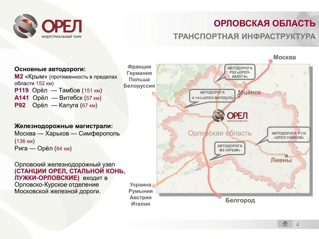 Орловская область кратко. Схема транспортной инфраструктуры Орловской области. Орловская область транспортная инфраструктура. Географическое положение Орловской области. Протяженность Орловской области.