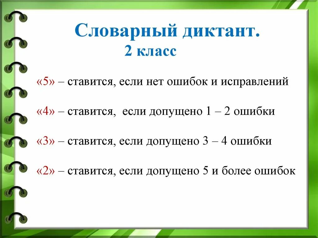 Примеры словарных диктантов