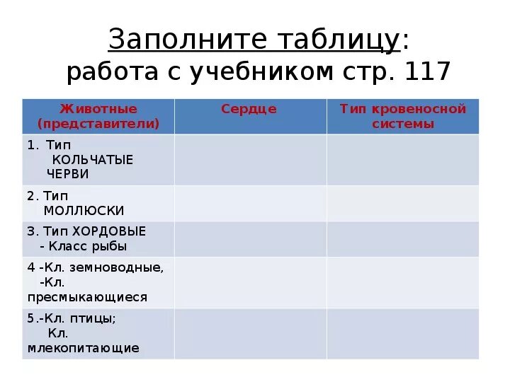 Заполните таблицу представители. Заполните таблицу представители