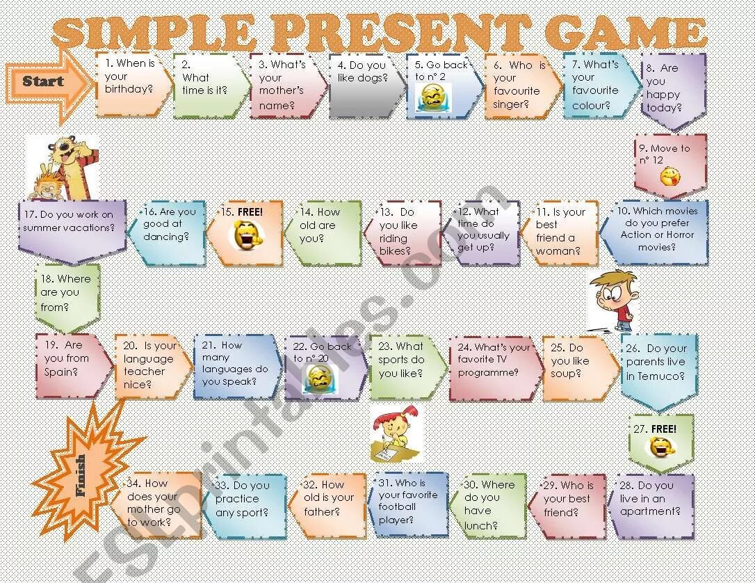 They playing a game present simple. Present simple Board game for Kids. Present simple игра ходилка. Игры на present simple для детей. Игра ходилка past simple.