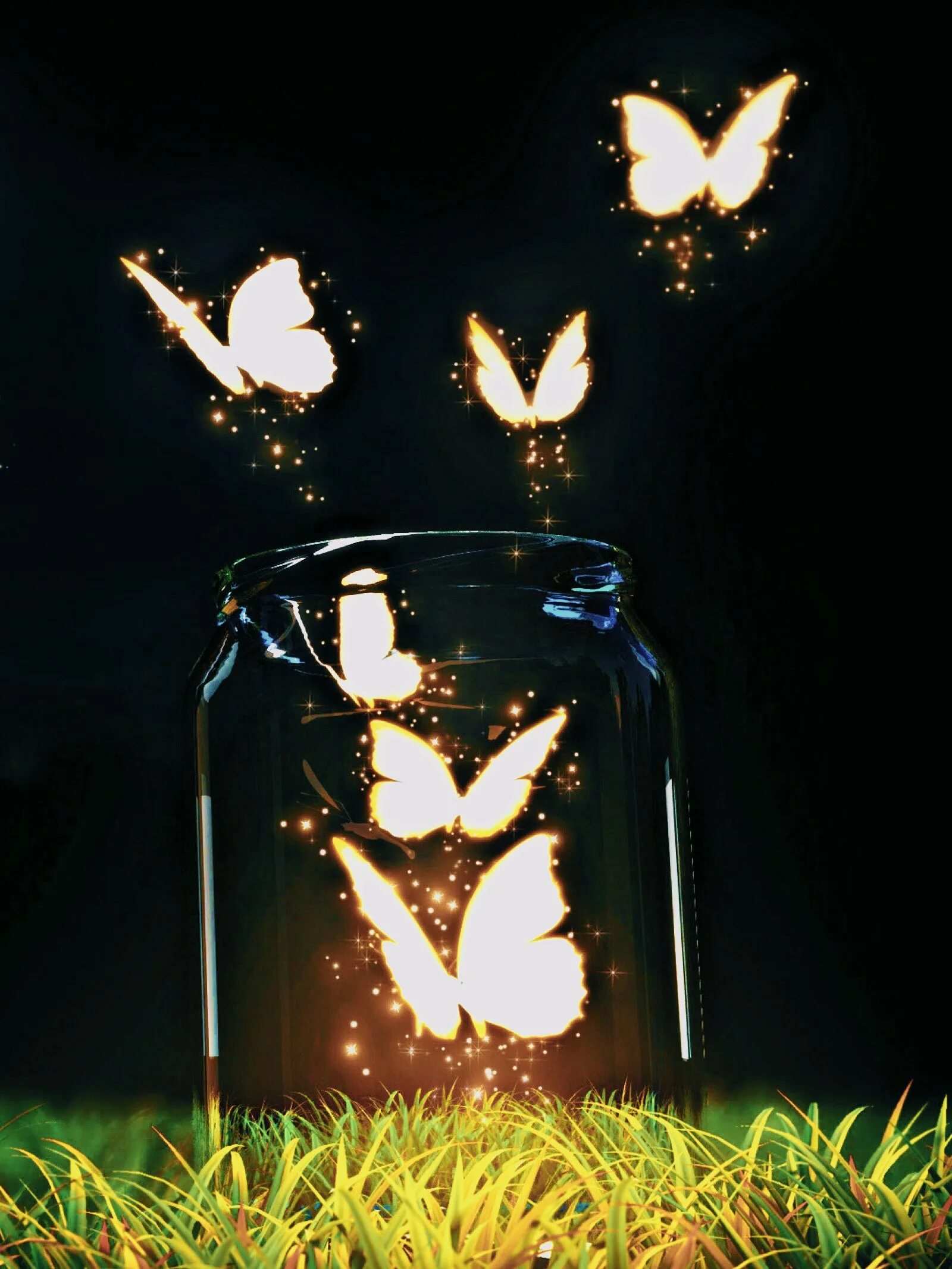 Светящаяся заставка. Светящиеся бабочки. Бабочка ночью. Светлячки в темноте. Обои которые светятся.