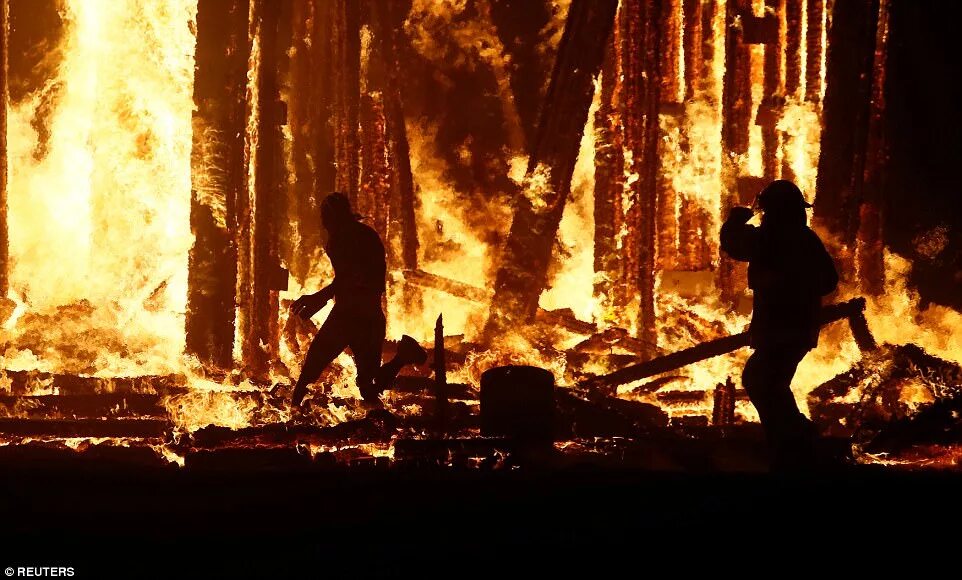 Man an fire