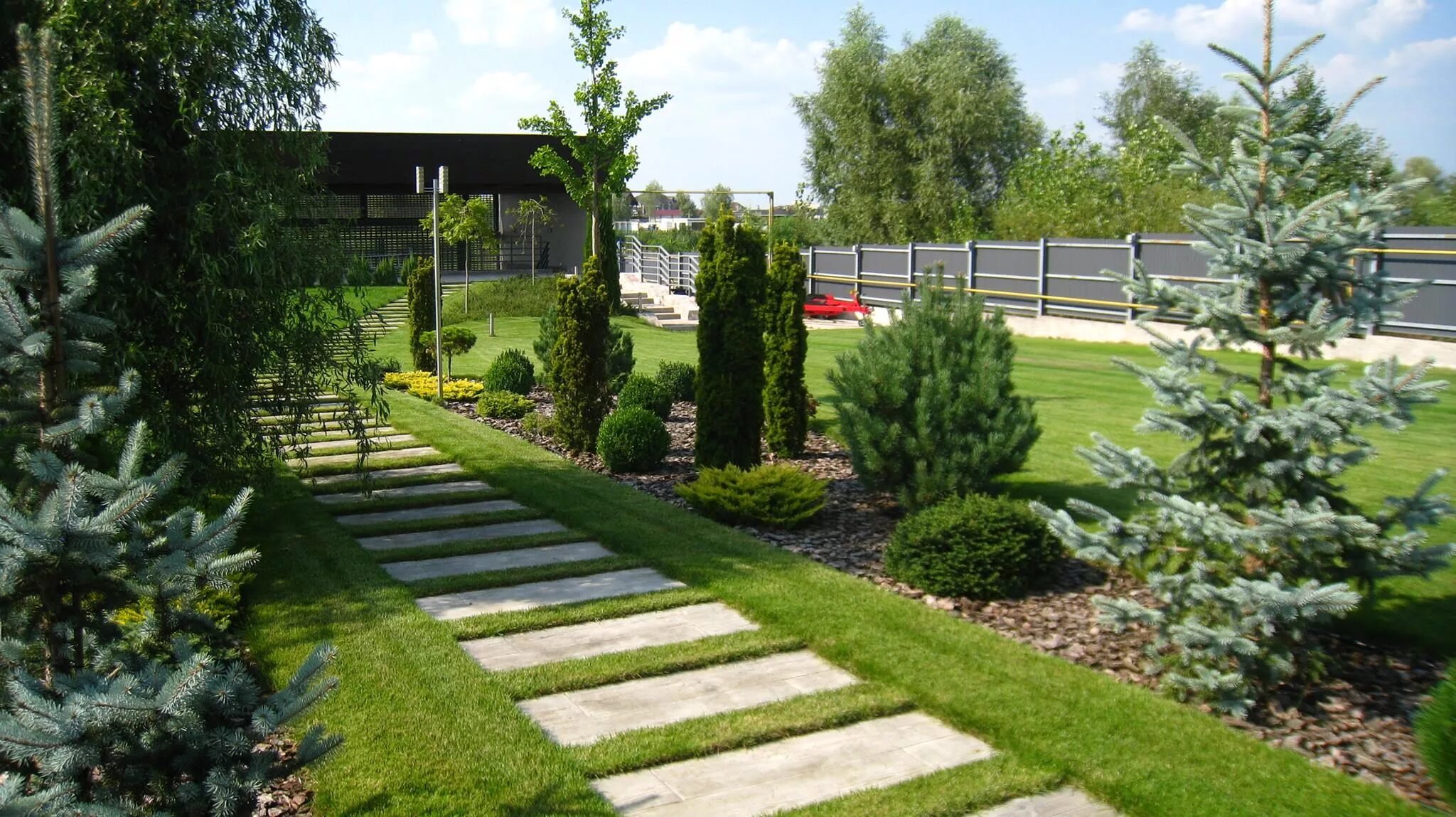 Туя Смарагд вдоль дорожки