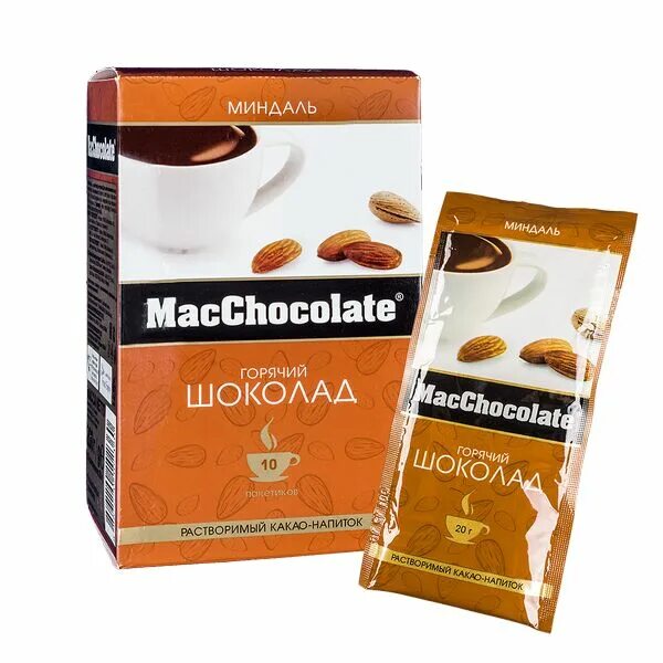 Горячий шоколад MACCHOCOLATE 20г (10шт) миндаль. Горячий шоколад MACCHOCOLATE 20г (10шт) какао cacaobar. Горячий шоколад с ароматом миндаля, MACCHOCOLATE, 200г. Горячий шоколад MACCHOCOLATE 20г (10шт) сливочный. Купить горячий шоколад в пакетиках