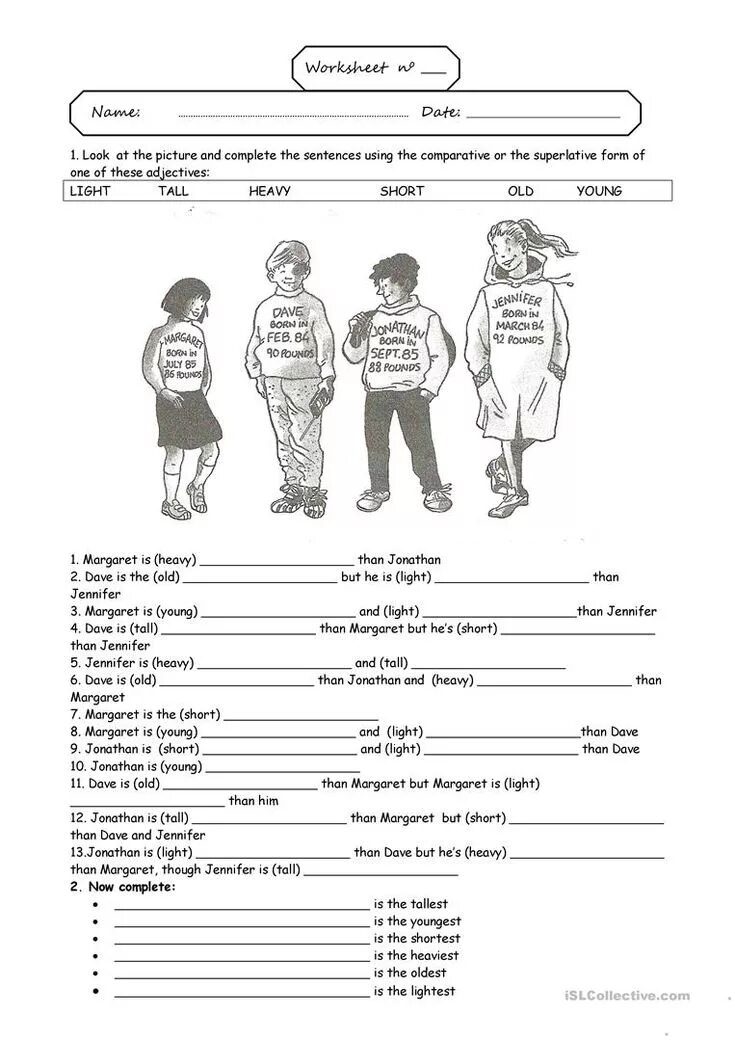 Complete the sentences using a comparative form