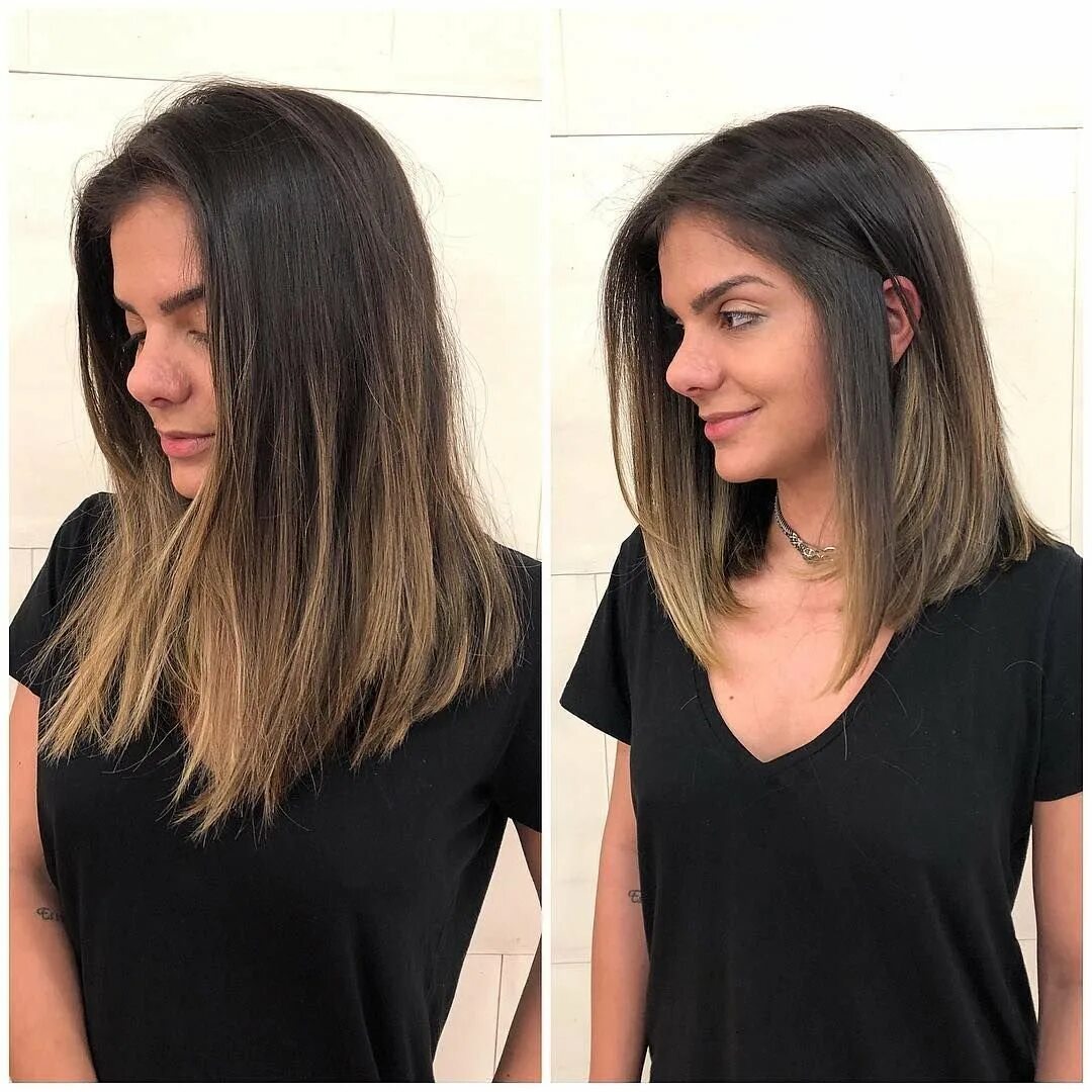 Стрижка Lob long-Bob на длинные волосы. Стрижка удлиненное каре прямой срез. Стрижка ниже плеч. Удлиненное каре до и после.