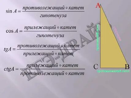 Прилежащие катеты и гипотенуза