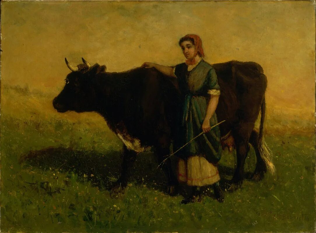 Пастух в старину. Эдвард Митчелл Баннистер Возвращение коров. Крестьянин с коровой. Женщина корова. Крестьянка с коровой.