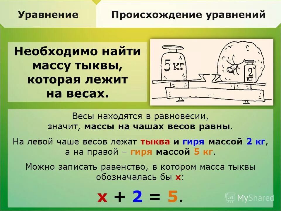 Происхождение уравнений. Уравнения весы. Уравнение как весы. Уравнения используя правило весов. На одну чашу весов положили гири