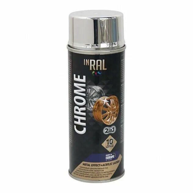 Лак в баллончике для металла. Лак аэрозольный inral 400ml. inral chrome золото краска аэрозольная эмаль. эмаль аэрозольная с хром-эффектом хром (400 мл) jobi. краска inral 26-7-4-001 / 9003.