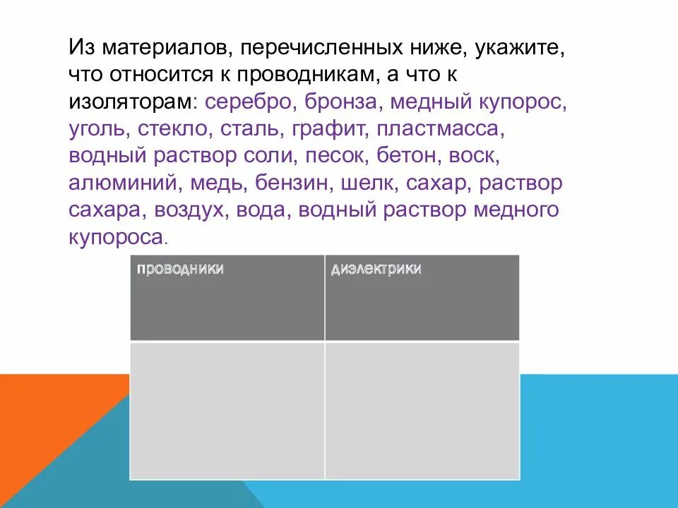 Из материалов перечисленных