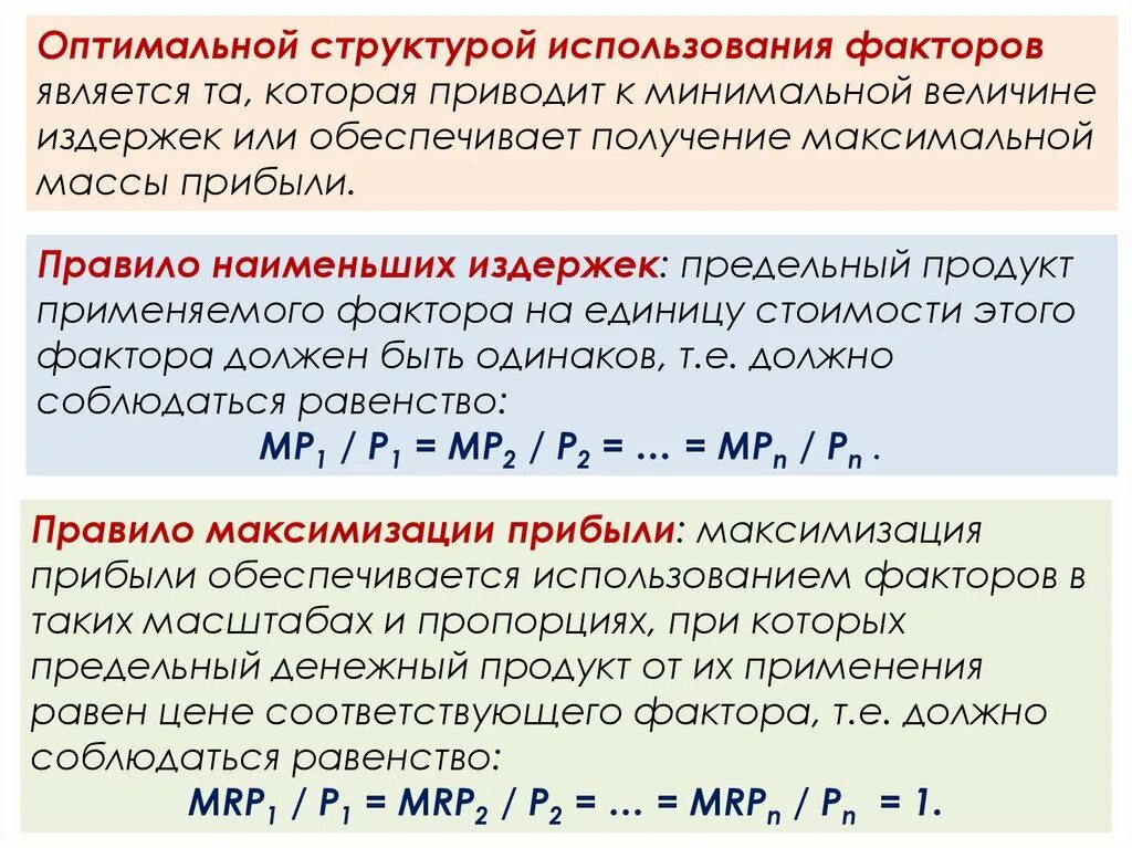 Максимизация прибыли. Правило максимизации прибыли. Правило наименьших издержек. Правило наименьших издержек и правило максимизации прибыли. Правила издержек и прибыли