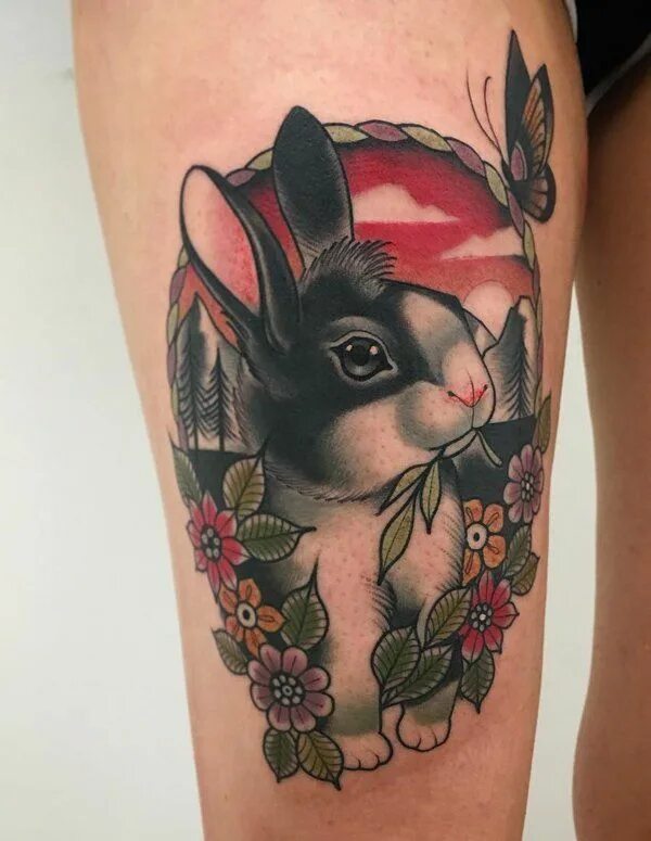 Тату зайца мужские. Bunny tattoo. Тату цветного зайца. Два кролика тату. Заяц тату эскиз.