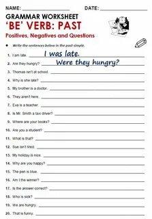 Verb to be past simple exercises
