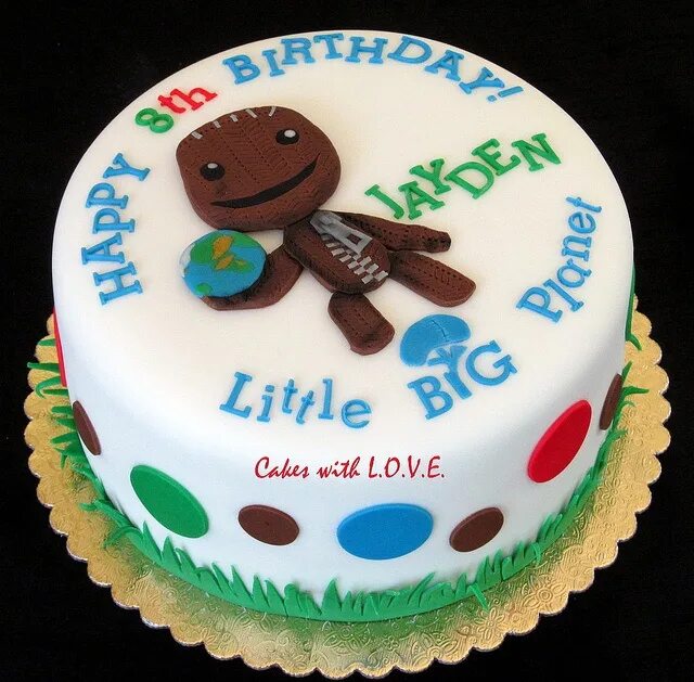 A little cake. Торт LBP. Торт Сэкбой. Торт с планетами. Тортик детские Sackboy.