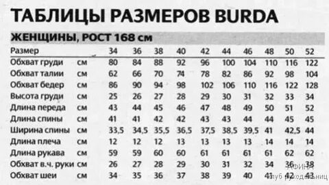 52 размер мерки