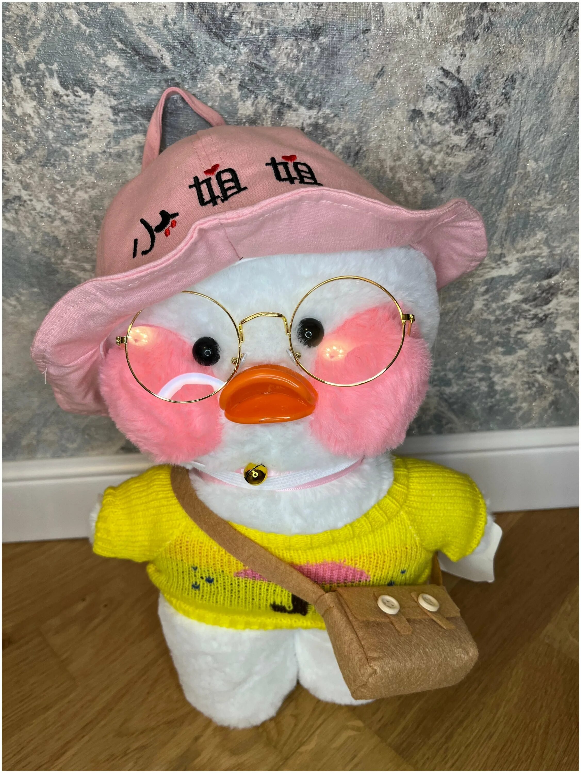 Lalafanfan. Корейская уточка. Корейская уточка. Утенок игрушка плюшевая. Игрушка утёнок в очках.