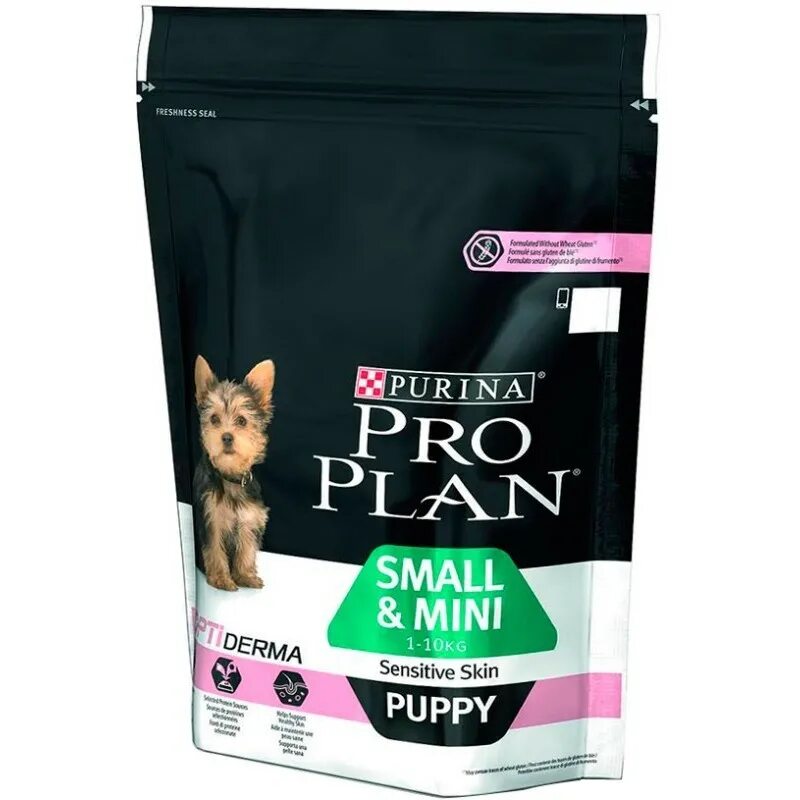 Корм Пурина Проплан для собак мелких пород. Pro Plan small Mini Puppy sensitive Skin. Проплан для щенков лосось 700 г. Пурина про план корм для собак мелких пород.