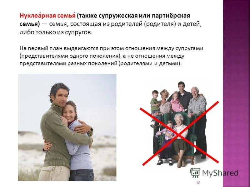 Тип семьи состоящий из супружеской пары