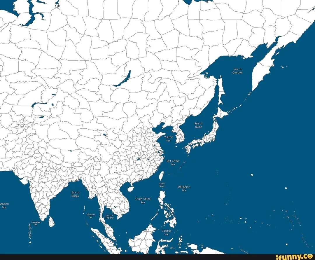 Карта Азии без границ для маппинга. Контурная карта Азии. Карта Азии с провинциями.