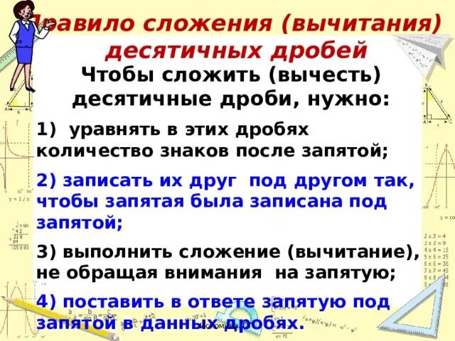 Сложение десятичных примеров