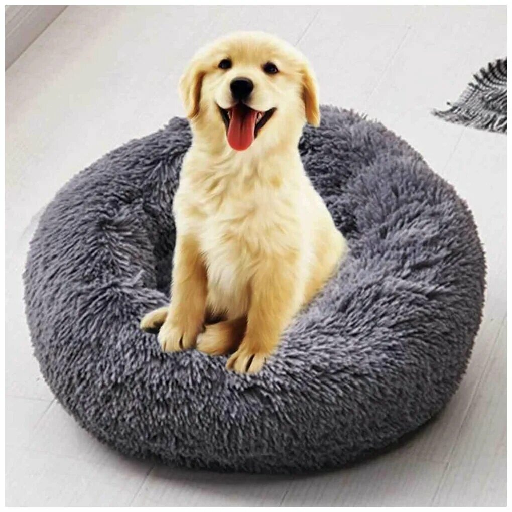 мохнатая лежанка для собак. пушистый лежак для собаки. мягкая лежанка для собаки. лежанка для кошек и собак. круглая лежанка для кошки.