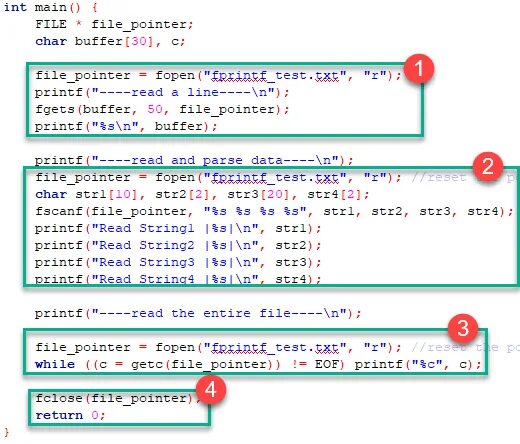 File c. C file. Программа для fprintf. Чтение из файла с помощью FPRINT_F. Read in(c);.