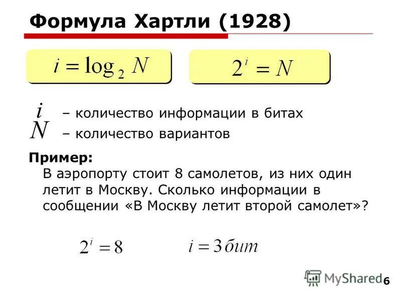 Информация формула хартли