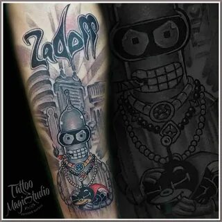 футурама нибблер бендер futuramatattoo bender nibbler Английские Тату.