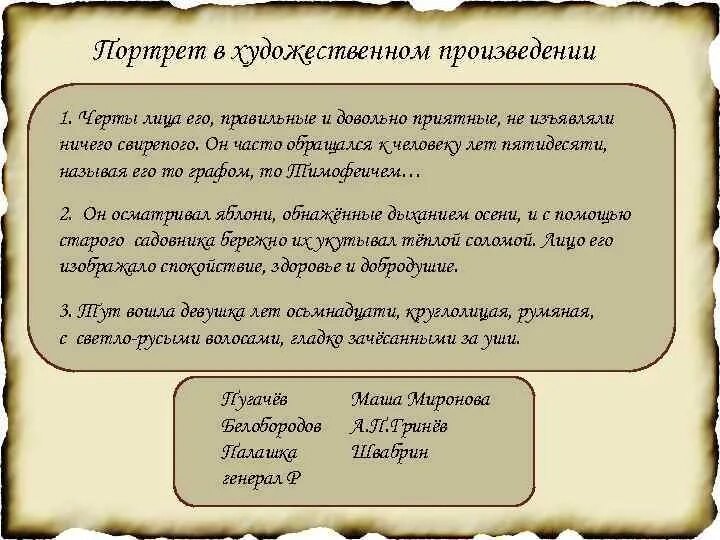 Черта произведения в том. Черты поэмы. Диалог из художественного произведения Капитанская дочка.