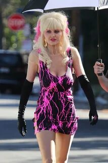 EMMY ROSSUM on the Set of Angelyne in Los Angeles 02/25/2020 - HawtCelebs.
