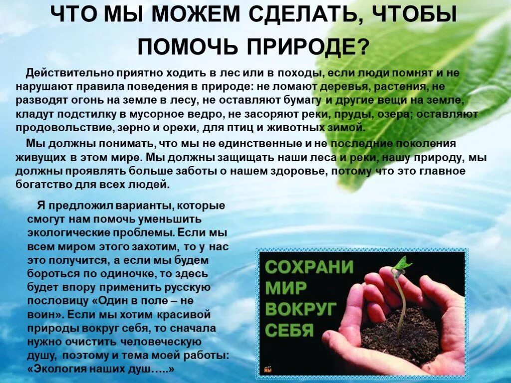 Text ecology. Как помочь природе. Проект экология. Презентация на тему экология. Как можно помочь окружающей природе.