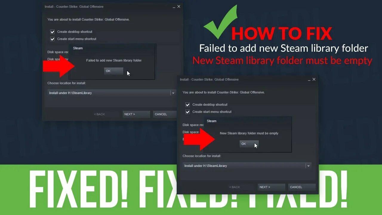 Download failed что делать. Папка назначения должна быть пустой Steam. New Steam Library folder must be empty. Destinations Steam. Новая папка библиотеки стим должна быть пустой.