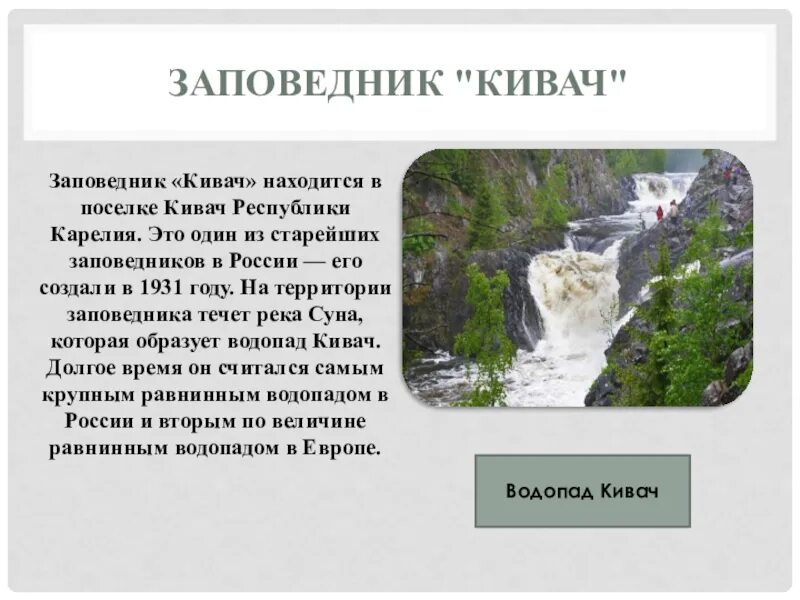 Заповедник кивач план текста. Территория заповедника Кивач. Водопад Кивач расположенный. Заповедник Кивач где находится. Кивач презентация.