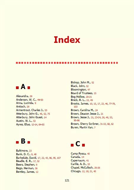 Index in a book. Index in te book.