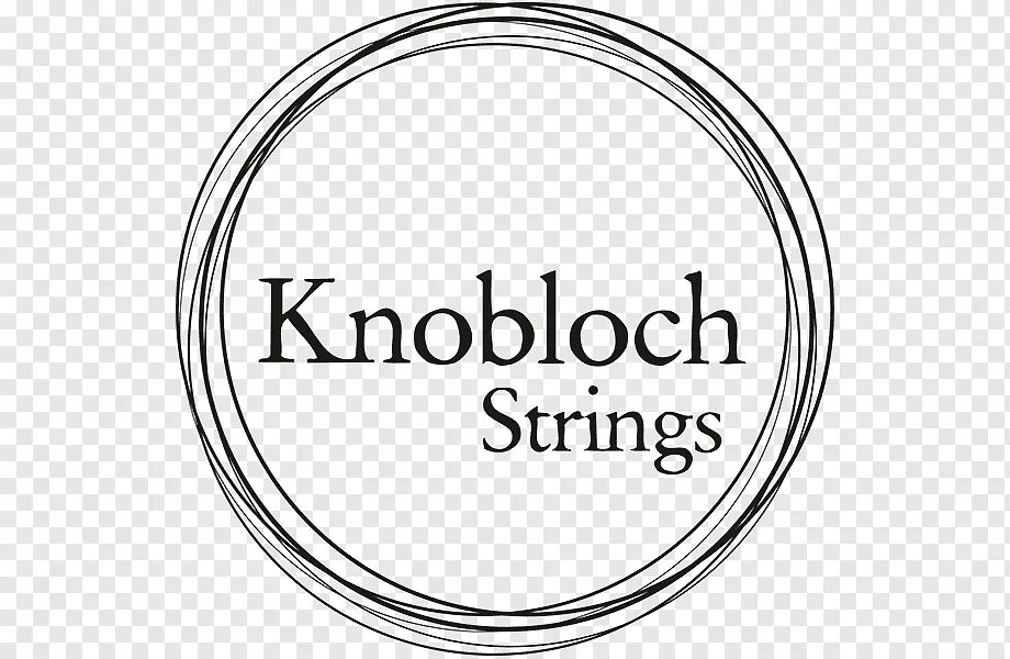 Strings text. Knobloch strings. silver string logo.